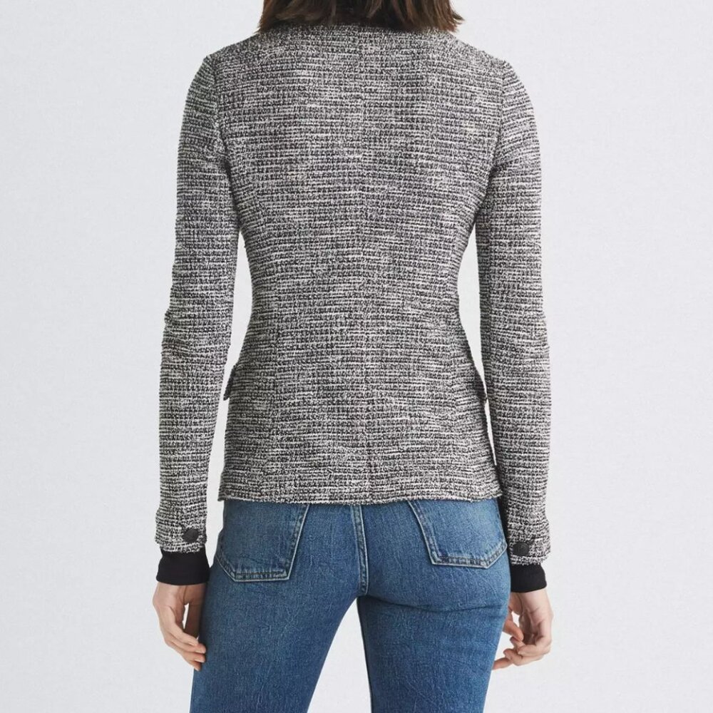 NWT$600 RAG & BONE 0 4 10 Slade Italian Tweed Blazer Grey Navy White Cotton - Picture 5 of 10